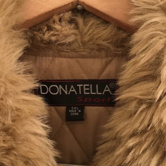 Donatella Sport Womens Tan 3 In 1 Suede Faux Fur Trim Penny Lane Coat SMALL - Picture 10 of 11